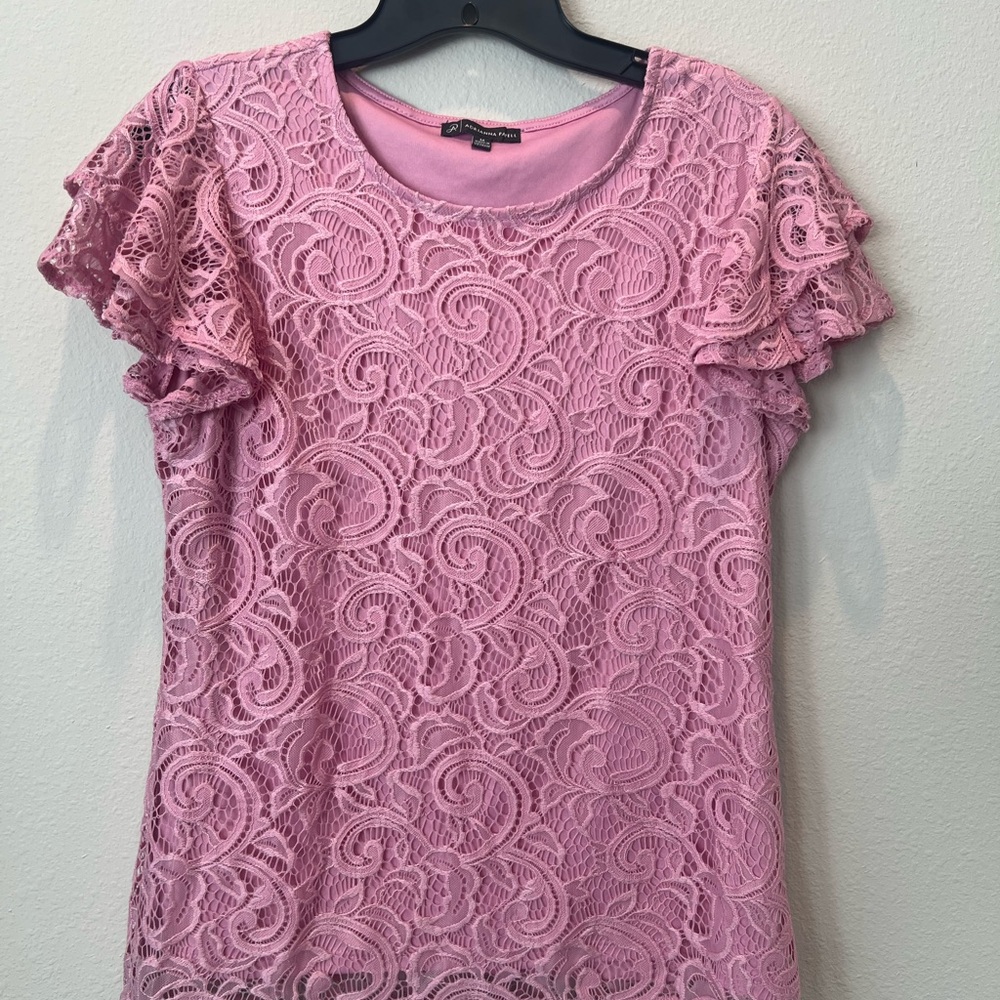 Adrianna Papell Pink Lace Blouse